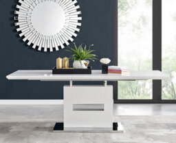 Furniturebox Arezzo 6-8 Seater Dining Table - Extending Dining Table - White High Gloss (Plinth Base) Dining Table - thumbnail 3