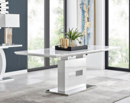 Furniturebox Arezzo 6-8 Seater Dining Table - Extending Dining Table - White High Gloss (Plinth Base) Dining Table - thumbnail 4