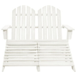 Berkfield 2-Seater Garden Adirondack Chair&ottoman Fir Wood White - thumbnail 2