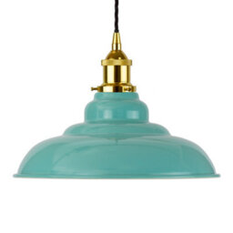 Duck Egg Blue St Edmund's Painted Dome Pendant Light With Gold Lamp Holder And Black Twisted Cable - Se Home - thumbnail 1