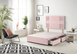 Somnior Beds Somnior Flexby Plush Pink Divan Bed Base With 4 Drawers And Headboard - Small Double - thumbnail 1
