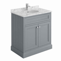 Plum&clay Fairmont Traditional Light Grey Square Floor Standing Bathroom Vanity Unit With Ceramic Basin & Marble Top (W)800mm - thumbnail 1