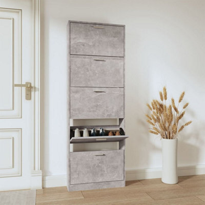 Walplus Shoe Cabinet Concrete Grey 59X17X169 Cm Engineered Wood - image 1