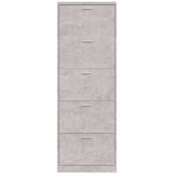 Walplus Shoe Cabinet Concrete Grey 59X17X169 Cm Engineered Wood - thumbnail 6