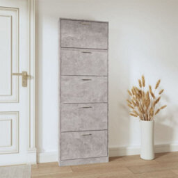 Walplus Shoe Cabinet Concrete Grey 59X17X169 Cm Engineered Wood - thumbnail 3