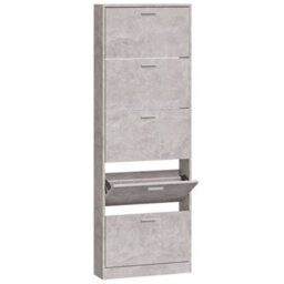 Walplus Shoe Cabinet Concrete Grey 59X17X169 Cm Engineered Wood - thumbnail 2