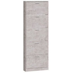 Walplus Shoe Cabinet Concrete Grey 59X17X169 Cm Engineered Wood - thumbnail 5