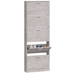 Walplus Shoe Cabinet Concrete Grey 59X17X169 Cm Engineered Wood - thumbnail 4