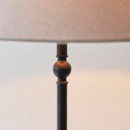 Luminosa Lighting Luminosa Lille Floor Lamp With Tapered Shade Matt Black & Natural Faux Linen B22 - thumbnail 5