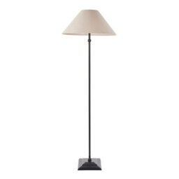 Luminosa Lighting Luminosa Lille Floor Lamp With Tapered Shade Matt Black & Natural Faux Linen B22 - thumbnail 7