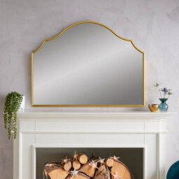 The Online Mirror Shop Overmantel Mirror Arcus Arch Shaped With Gold Metal Frame - H 71Cm X W 94 Cm X D 1.5Cm For Living Room, Dining Room - thumbnail 2
