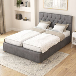 Aspire Olivier Electric Adjustable Bed Upholstered With Pocket Sprung Mattress Uk Made, Plush Steel, Size King - thumbnail 2
