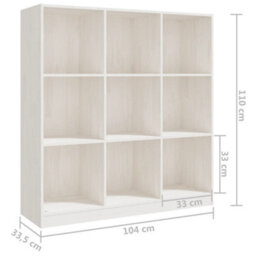 Vidaxl Book Cabinet/room Divider White 104X33.5X110 Cm Solid Pinewood Book Cabinets - thumbnail 8