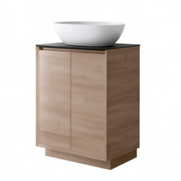 Plum&clay Matterhorn Oak Floor Standing Bathroom Vanity Unit With Black Countertop (W)600mm (H)850mm - thumbnail 2