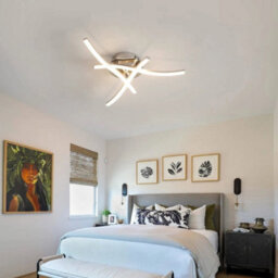 Modern Led Ceiling Light Silver 3 Lights Lamp Bedroom Chandeliers Living Room - thumbnail 8