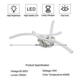 Modern Led Ceiling Light Silver 3 Lights Lamp Bedroom Chandeliers Living Room - thumbnail 2