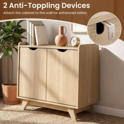 Gainoom 2 Door Storage Cabinet Modern Wooden Buffet Sideboard Organizer Accent Cabinet With 5-Level Adjustable Shelf - thumbnail 9