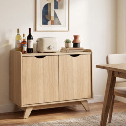 Gainoom 2 Door Storage Cabinet Modern Wooden Buffet Sideboard Organizer Accent Cabinet With 5-Level Adjustable Shelf - thumbnail 8