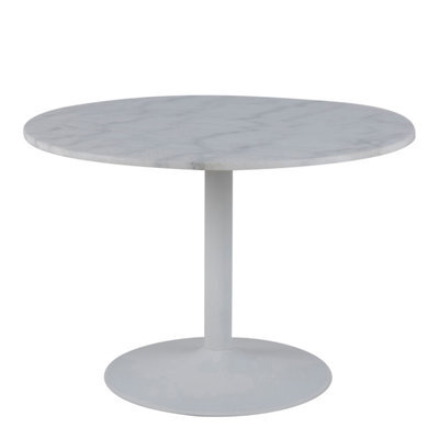 Furniture To Go Tarifa Round Dining Table With White Polished Marble Top And White Base - image 1