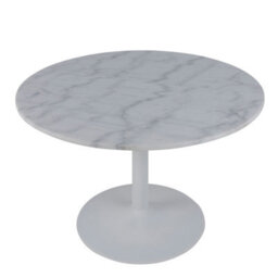 Furniture To Go Tarifa Round Dining Table With White Polished Marble Top And White Base - thumbnail 3