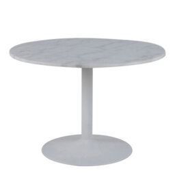 Furniture To Go Tarifa Round Dining Table With White Polished Marble Top And White Base