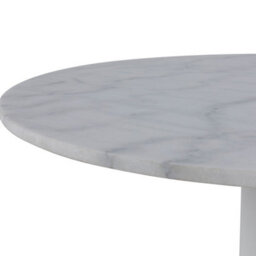 Furniture To Go Tarifa Round Dining Table With White Polished Marble Top And White Base - thumbnail 7
