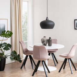 Furniture To Go Tarifa Round Dining Table With White Polished Marble Top And White Base - thumbnail 5