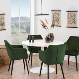 Furniture To Go Tarifa Round Dining Table With White Polished Marble Top And White Base - thumbnail 6