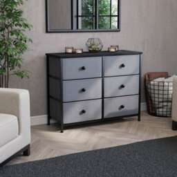 Lassic Vida Designs Chorley 6 Drawer Fabric Ukfr Chest Of Drawers, Grey & Black