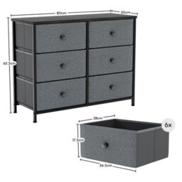 Lassic Vida Designs Chorley 6 Drawer Fabric Ukfr Chest Of Drawers, Grey & Black - thumbnail 3