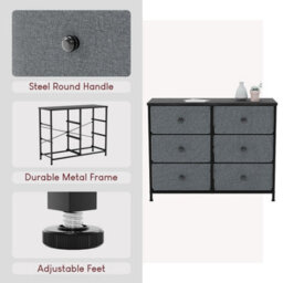 Lassic Vida Designs Chorley 6 Drawer Fabric Ukfr Chest Of Drawers, Grey & Black - thumbnail 9
