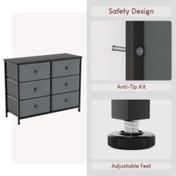 Lassic Vida Designs Chorley 6 Drawer Fabric Ukfr Chest Of Drawers, Grey & Black - thumbnail 8