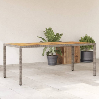 Berkfield Garden Table With Acacia Wood Top Grey 190X90X75 Cm Poly Rattan - image 1