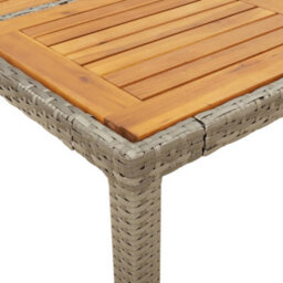 Berkfield Garden Table With Acacia Wood Top Grey 190X90X75 Cm Poly Rattan - thumbnail 8