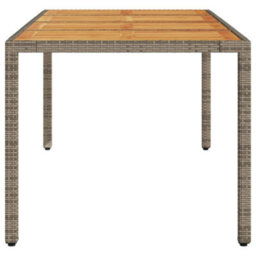 Berkfield Garden Table With Acacia Wood Top Grey 190X90X75 Cm Poly Rattan - thumbnail 5