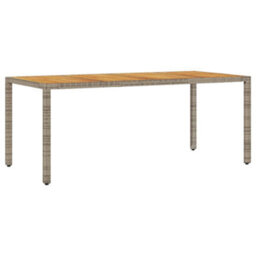 Berkfield Garden Table With Acacia Wood Top Grey 190X90X75 Cm Poly Rattan - thumbnail 6