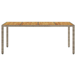 Berkfield Garden Table With Acacia Wood Top Grey 190X90X75 Cm Poly Rattan - thumbnail 4