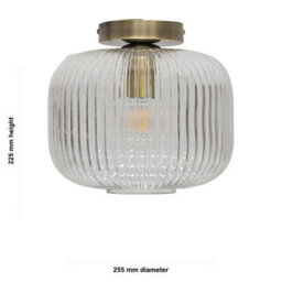 First Choice Lighting Set Of 2 Batley Large - Ribbed Glass Antique Brass Ceiling Lights - thumbnail 6