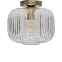 First Choice Lighting Set Of 2 Batley Large - Ribbed Glass Antique Brass Ceiling Lights - thumbnail 2