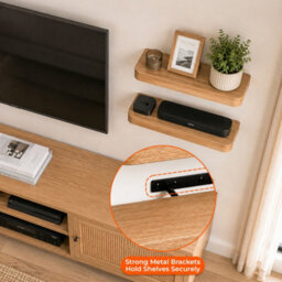 Innoteck Floating Wall Shelf With Curved Corners 60Cm Set Of 2 Light Oak - thumbnail 4