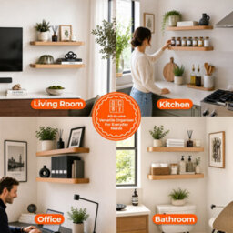 Innoteck Floating Wall Shelf With Curved Corners 60Cm Set Of 2 Light Oak - thumbnail 3
