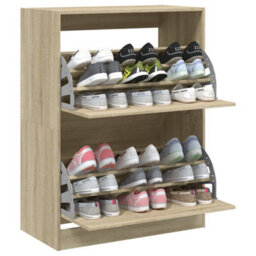 Berkfield Shoe Cabinet With 2 Flip-Drawers Sonoma Oak 80X42X108 Cm - thumbnail 4
