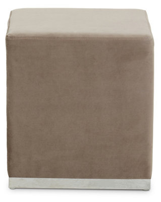 Premier Housewares Interiors By Premier Mink And Silver Square Footstool, Velvet Ottoman Footstool With Silver Base, Pouffe Footstool For Home - image 1