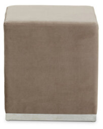Premier Housewares Interiors By Premier Mink And Silver Square Footstool, Velvet Ottoman Footstool With Silver Base, Pouffe Footstool For Home