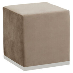 Premier Housewares Interiors By Premier Mink And Silver Square Footstool, Velvet Ottoman Footstool With Silver Base, Pouffe Footstool For Home - thumbnail 3