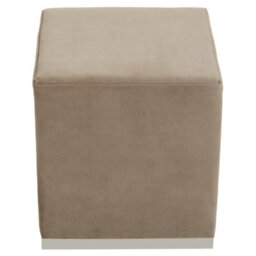 Premier Housewares Interiors By Premier Mink And Silver Square Footstool, Velvet Ottoman Footstool With Silver Base, Pouffe Footstool For Home - thumbnail 2