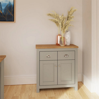 2 Doors 2 Drawer Sideboard Unit Storage Cabinet Compact Cupboard Grey Oak - image 1