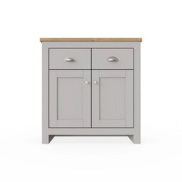 2 Doors 2 Drawer Sideboard Unit Storage Cabinet Compact Cupboard Grey Oak - thumbnail 3
