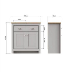2 Doors 2 Drawer Sideboard Unit Storage Cabinet Compact Cupboard Grey Oak - thumbnail 2