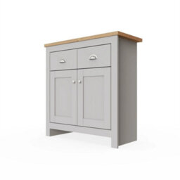 2 Doors 2 Drawer Sideboard Unit Storage Cabinet Compact Cupboard Grey Oak - thumbnail 4